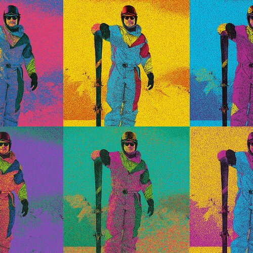 Pop Art Ski Scene - stylized illustration
