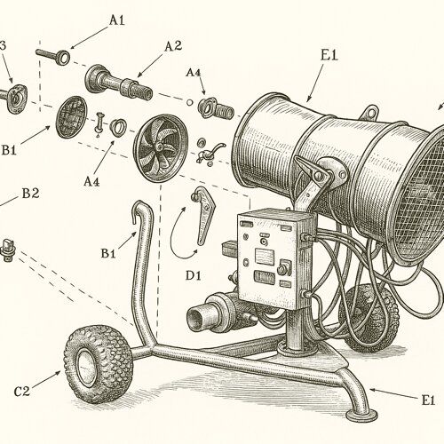 Snowgun Technical Diagram - stylized illustration