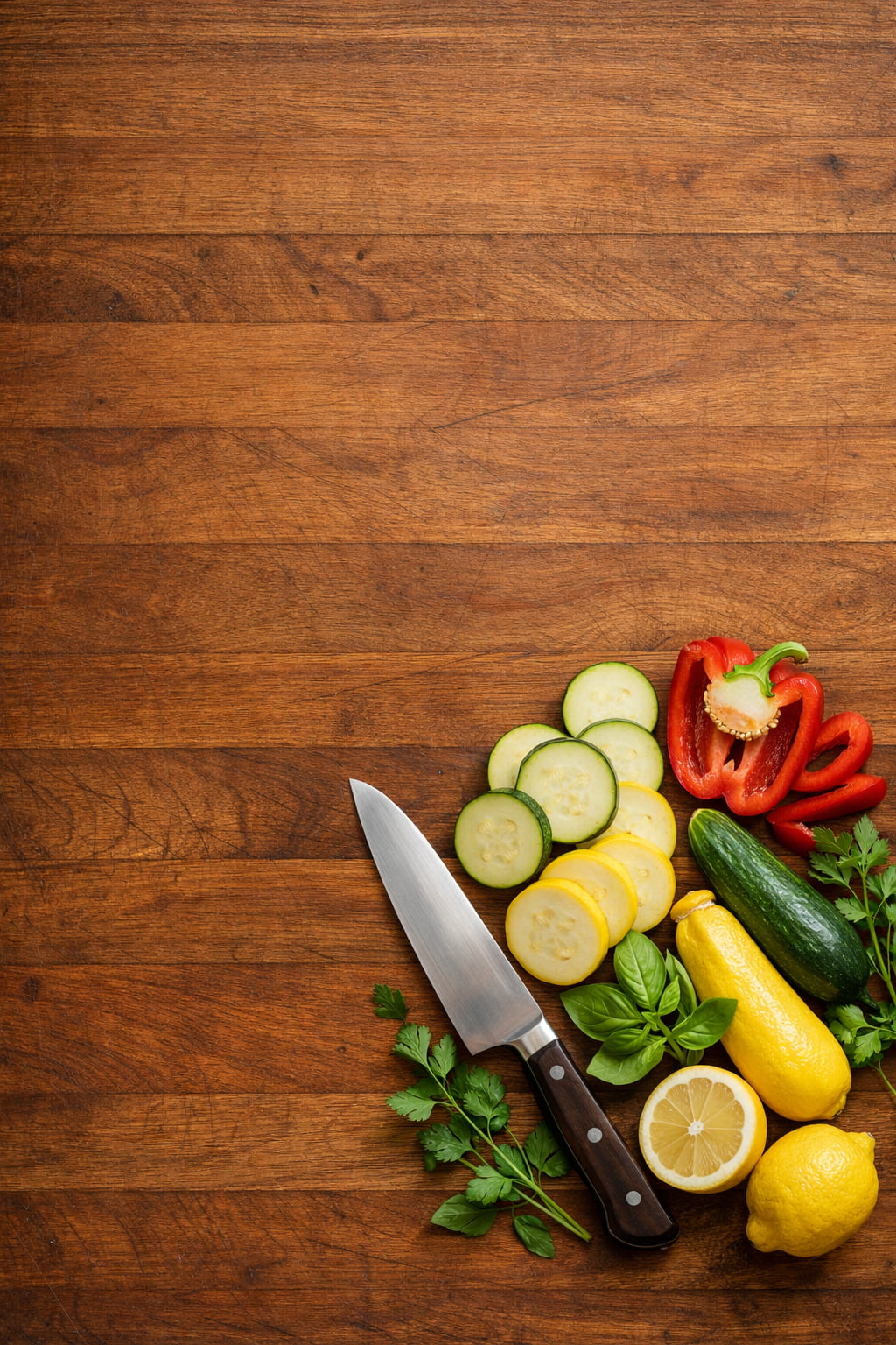 Fresh ingredients on a cutting board prepared for high-altitude cooking demonstration